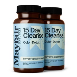Mayfair Naturals 15 Day Cleanse Colon Detox (2 Pack), Dietary Supplement, 30 Capsules Each (60 Total), Natural Laxative for Constipation and Digestive Health Supplement