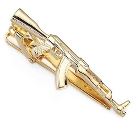 Yierda Novelty Gun Tie Clip for Men Unique Gold Rifle Tie Bar Neckties for Regular Wedding Business Tie Pin Clips Jewelry