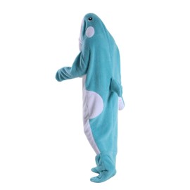 FunnyCos Whale Sleeping Bag One-Piece Pajamas Wearable Blanket Animal Cosplay Costume Unisex Novelty Loungewear Sleepwear Sky Blue,L