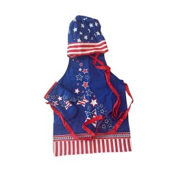 Kids Chef Set Kid's Apron Chef Hat & Oven Mitt Pretend Play U.S. Flag Design