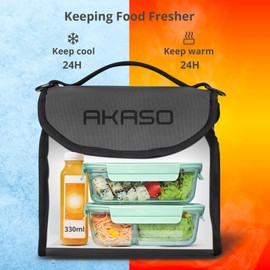 AKASO 12 Can Small Lunch Bag for Men Collapsible Leakproof Small Cooler Bag with Adjustable Shoulder Strap for Office,Work,Picnic,Camping(Dark Gray)