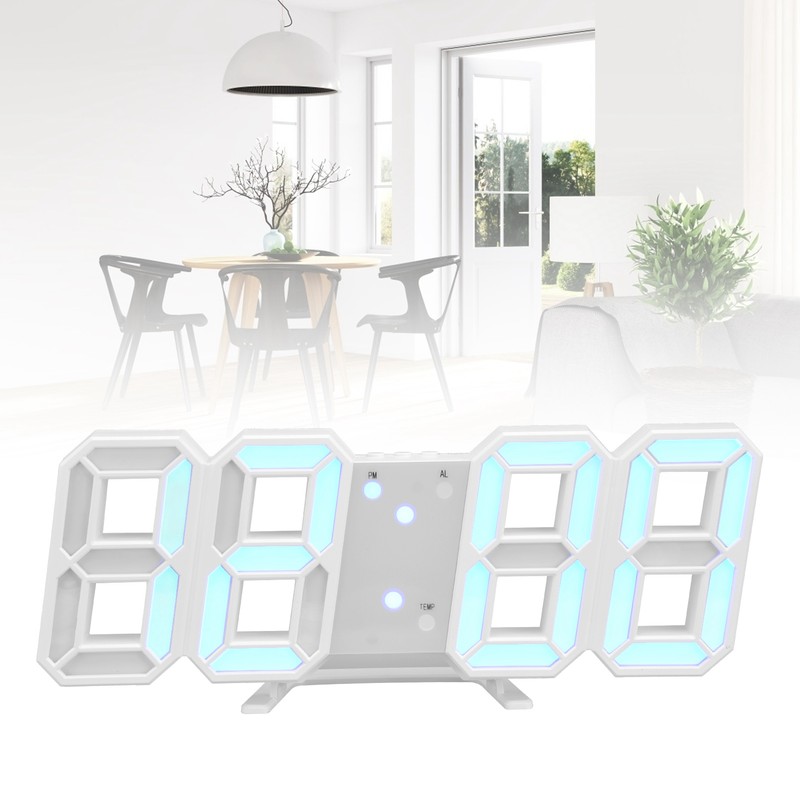 Digital Wall Clock Modern Design Temperature Display Alarm Function Sound