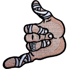 Shaka Hand BJJ Patch (90 mm) Brazilian Jiu Jitsu Embroidered Iron-on or Sew-on Badge Hang Loose Grappling GI Grappler Kimono DIY Gift Patches