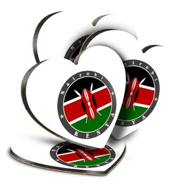 Destination Vinyl ltd Great Coasters (Set of 4) Heart - Kenya East Africa Nairobi Flag Travel Drink Glossy Coasters/Tabletop Protection for Any Table Type #5186