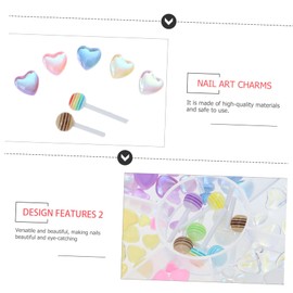 Healvian Lollipop Heart Shaped Nail Charms DIY Resin Nail Jewelry for Art Decoration Cute for Women and Girls Mixed Set
