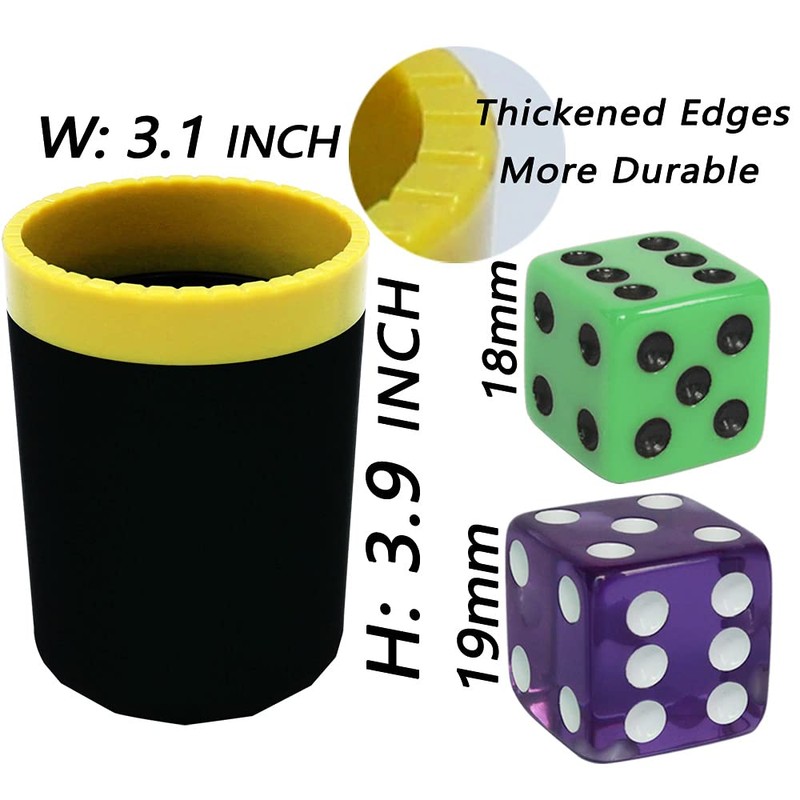 MEISHUNUK Dice Stacking Cup(Black) Set with 4 Pcs 19mm(Puple) and