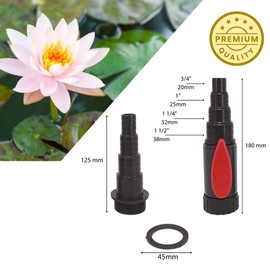 AquaOne Hose Connector CST-02F-A Pack of 2 20/25/32/38 mm with a Shut-off Valve, High-Quality Connector for Garden and Swimming Pool, Hose Adapter, Pond Hose, Pool Hose, Reduction Connection