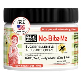 SALLYEANDER No Bite Me - Repelente natural de insectos e insectos - Crema antipicazón - 8 onzas - Seguro para niños y bebés - Repele mosquitos,...    