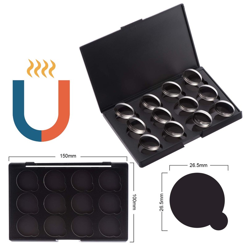 Allwon Empty Magnetic Eyeshadow Makeup Palette with 12 Pieces 26mm