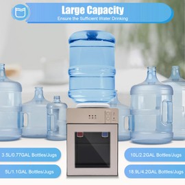 Top Loading Desktop Water Cooler Dispenser, 550W 110V Countertop Hot & Cold Water Coolers Drinking Fountain Portable Water Warmer for Home Bedroom Studio Office Grocery Store