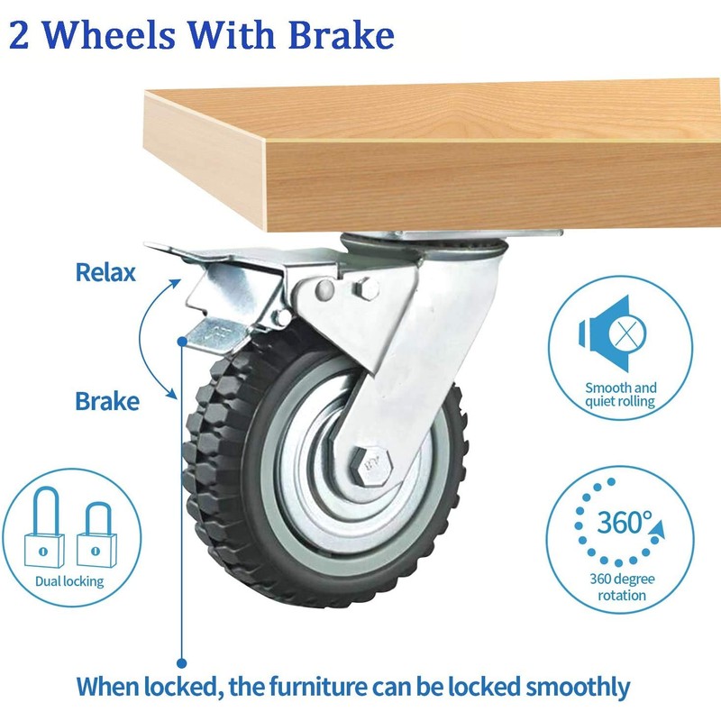 Mateda 8 inch All Swivel Caster Wheels, Heavy Duty 4Pcs