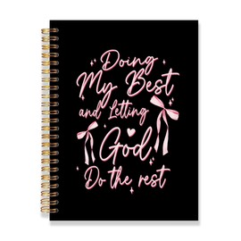 RLTXBUK Coquette Pink Bow Christian Notebook, Bible Verse Scripture Journal, Prayer Journal for Woman, Christian Religious Gifts for Women, Preppy Church Notes Notebook, 5.5x8.3 Inch