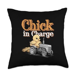 Baby Chicks on Farms with Tractors Barns and Rural Charm Throw Pillow
