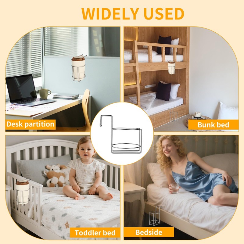 Cup Holder for Bed, 4.4x4.5x5.5in Metal Premium Bedside Cup Holder