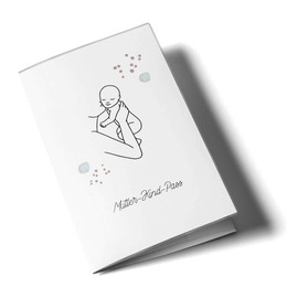 OLGS Mother-child passport case, modern lineart, pregnancy gift idea, protective cover for the Austrian MuKiPass with compartment for ultrasound images (MuKi passport without personalisation, love)
