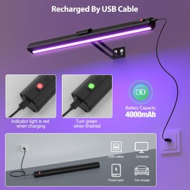 Onforu Black Light for Blacklight Tapestry,15'' Rechargeable Blacklight Picture Light with Remote, 4000mAh Black Light Bar for Fluorescent Poster, Glow in The Dark Party, Bedroom Decor, Party, 2 Pack