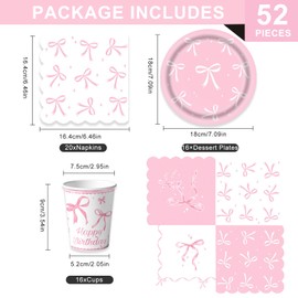 Bikasun Pink Bow Party Tableware Set Princess Children's Birthday Tableware