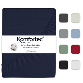 Komfortec Jersey fitted sheet, 200 x 200 cm, 100% cotton, blue.