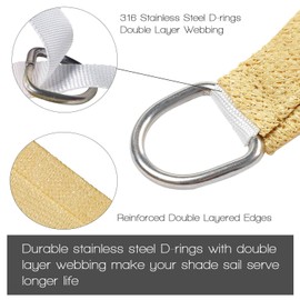 Artpuch 13'x26'x26' Custom Curved Triangle Sun Shade Sail UV Block Mesh 185 GSM Commercial Sand Beige Outdoor Shade Cover for Backyard, Pergola (We Make Custom Size) ST03