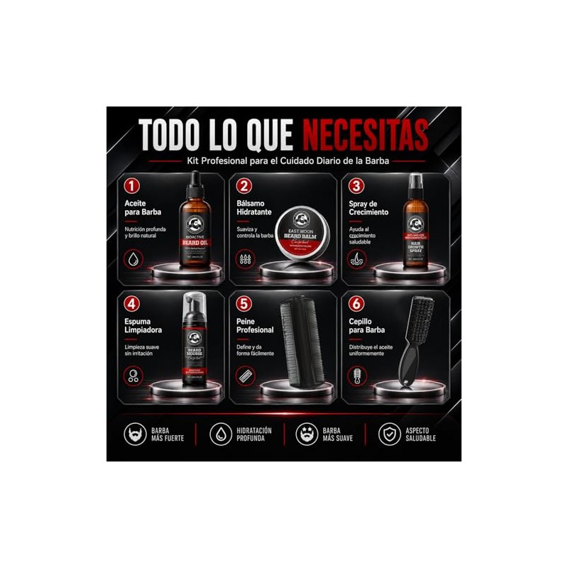 Kit Barba para Hombre 7 en 1,Kit Para Barba para