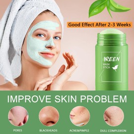 2 Stück Green Mask Stick,Green Grüne Tee -Reinigungsmaskenstock,Deep Cleansing Smearing Mask, Moisturizing Nourishing Skin,Reduzierung von Mitessern,für Alle Hauttypen