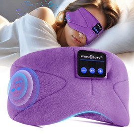 Musicozy Sleep Mask Headphones Bluetooth Sleep Mask,Soft Eye Mask Headphones for Sleeping/Relaxation -100% Blackout Sleep Masks with Headphones for Travel/Meditation/Yoga,Unisex Gifts for Men Women
