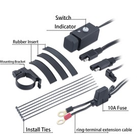iMESTOU Motorrad USB Ladegerät 5V 3.1A, Abnehmbarer Lenker USB Mobilfunkanlagen abnehmbar Wasserdicht mit Dual USB und Schalter abgesichert Arbeit mit 12V/24V Fahrzeugen