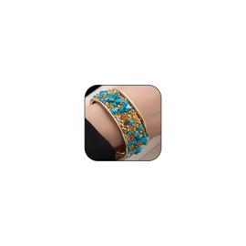 CXENSJH Chunky Cuff Bracelet for Women Rhinestone Wide Open Statement Bangle Bracelet Party Boho Jewelry(Blue)
