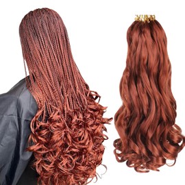 Viovian Ginger French Curl Braiding Hair 26 Inch 6 Pack 350# French Curls Bouncy Loose Wavy Spanish Curly Braiding Hair Synthetic Long French Curl Crochet Braids (85g/pack)