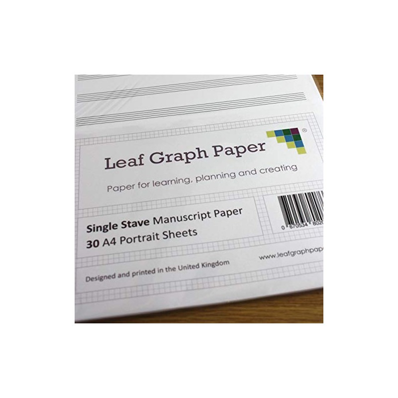 A4 Manuscript Music Paper Single Stave Staff - 30 Loose-Leaf
