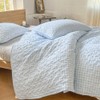 NSNLGSGC Light Blue Gingham Twin Quilt Set, Soft Pre-Washed Microfiber
