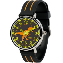 Kiddus Learning Watch for Kids Boys and Girls Analogue Watch with Time Learning Exercises Japanese Quartz Movement Easy to Read for Learning to Read Watch, T-rex Polski, Strap.