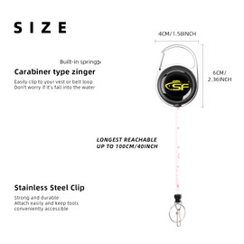 SF 2Pcs Fly Fishing Zinger Retractor with Retractable Measuring Tape Style for Anglers Tools and Gears Holder Combo Black with 3 in 1 Black Fly Fishing Nipper