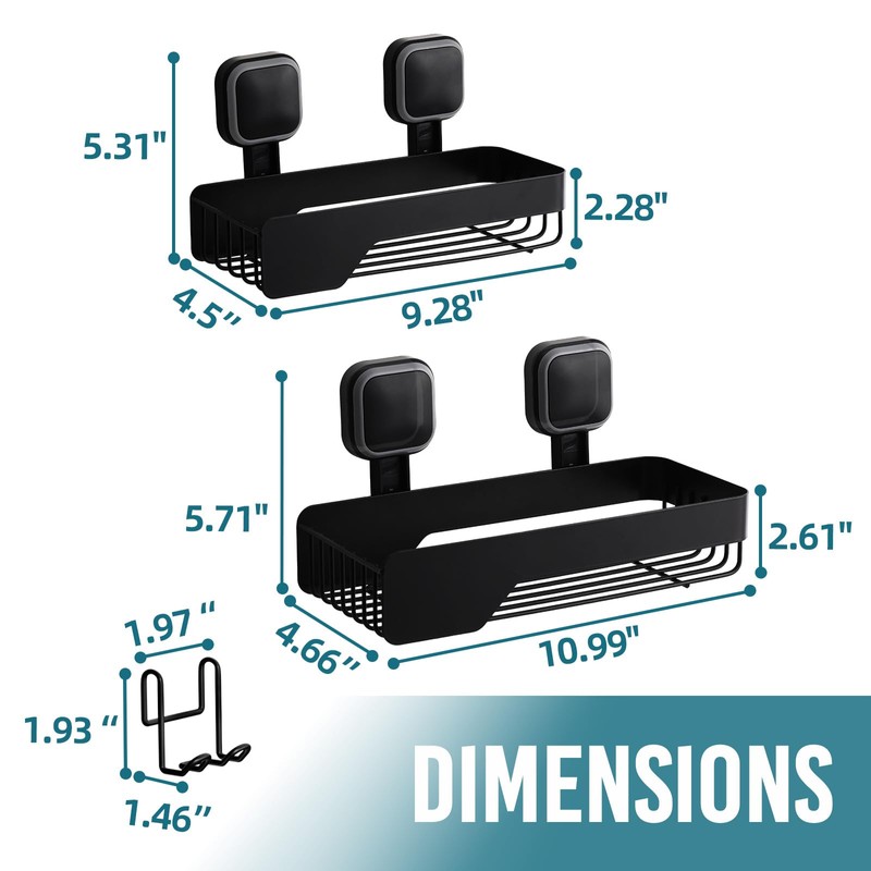 TAILI Shower Caddy Suction Cup 2 Pack,Stainless Steel Rustproof Shower