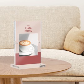 EUROPEL Luxe A6 Table Stand, T-Stand, with Magnets, Portrait Format, Acrylic, Menus & Leaflet Holder for Restaurants, Hotels, Conference & Reception, Freestanding & Double-Sided Use