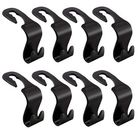 8 Pieces Car Storage Hooks, Plastic Back Seat Hooks, Headrest Hooks, Portable PP Headrest Hooks for SUV, Truck, Handbag, Purse, Coat, Shopping Bag (Black)