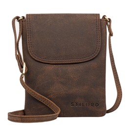STILORD 'Ellis' Handytasche zum Umhängen Leder Brustbeutel Kleine Ledertasche Umhängetasche für Smartphone und Geldbörse Cross-Body Bag XS Vintage Leder, Farbe:colorado - braun
