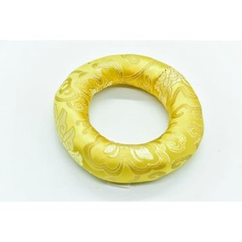 6" Silk Brocade Ring Cushion Pillow for Tibetan and Crystal Singing Bowl~Best for 7"-8" Bowl size (Yellow)