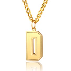 Gold Letter Chain Men & Women Initial D Pendant Necklace Name Jewelry 18K Gold Plated Boys Chain