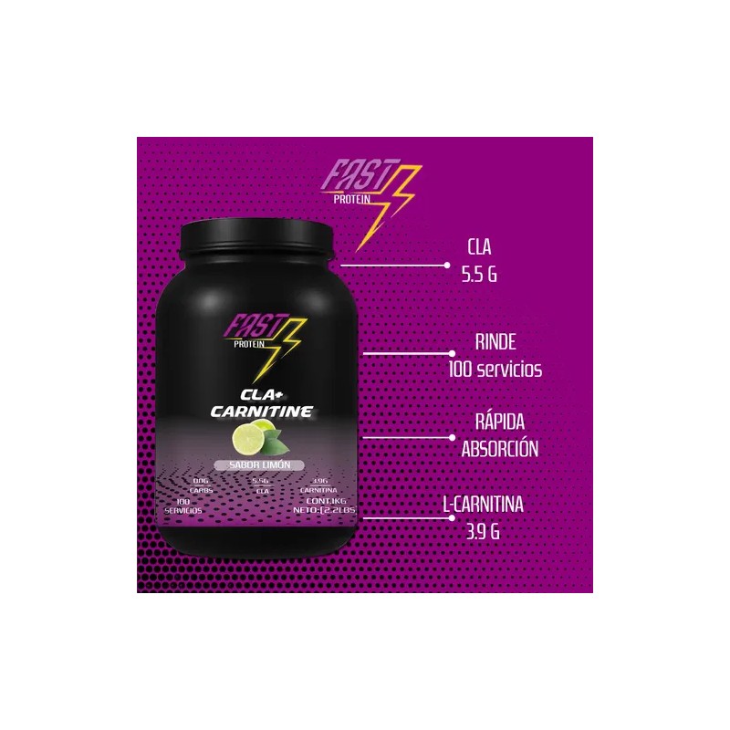 Fast Protein Cla + Carnitina 1kg 100servicios Suplemento