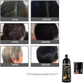 Shampoo Tinte Negro Cubre Canas 3 en 1 para Hombre y Mujer - Hair Dye Shampoo Black para Teñir Cabello en Casa Sin Amoniaco, Color Negro Natural Durad