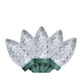 Northlight Set of 100 Pure White Faceted LED C9 Christmas Lights - Green Wire