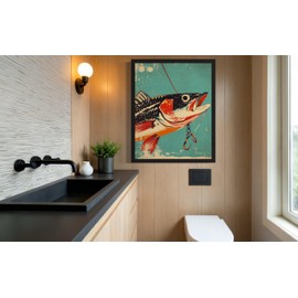 Póster con estampado de anzuelo de pescado, clásico, retro, para decoración de pared, obras de arte clásicas para decoración de recámara, sala de estar Gallery 14A (anzuelo de pescado, 8 x 10