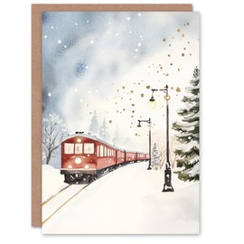 Artery8 Train Tracks Snow Winter Landscape Blank For Him Or Her Art Xmas Festive Christmas Card