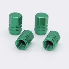 Skynotek Pack of 4 Schrader Valve Covers for Cars, Motorcycles, Bicycles and Electric Scooters | Aluminium Alloy Dust Caps for Tyres | Protection and Safety (Verde)