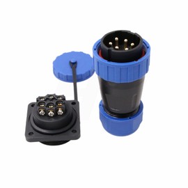 HangTon TY28 6 Pin 25A Screw Crimp Waterproof Connector Male Female Plug Socket Bulkhead Quick-Disconnect for Outdoor Electrical Power Device