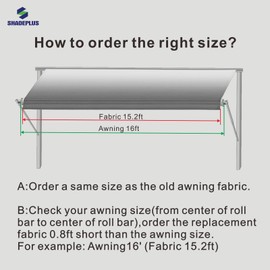 SHADEPLUS RV Awning Fabric Replacement,Camper Awning Replacement,16 oz Heavy Duty Waterproof Vinyl Universal RV Awning Replacement for All Brands Camper,Trailer, Motorhome Awnings,Grey Fade 12'2''