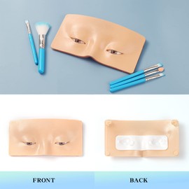 Bueuo Makeup Practice Face Board, 3D Reusable Silicone Make up Mannequin Face with 5PCS Makeup Brush, Eye Make up Practice Board for Beginner or Professional Enthusiasts