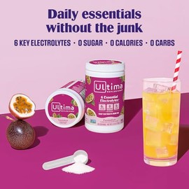 Ultima Replenisher Bebida en polvo con electrolitos diarios – Maracuyá, 90 porciones – Hidratante en polvo con 6 electrolitos clave y oligoelementos – Apto para dietas cetogénicas, sin OMG