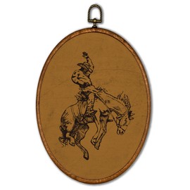 KSDUT Western Cowboy Horse Wall Art Decor - Brown Bucking Southwestern Wall Art Canvas Frame Hanging Prints, Mid Century Modern Oval Wall Art Decor for Home Bedroom Dorm Decorations 8.6"x11.4"